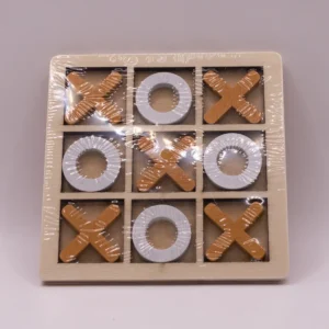 Jeu de Morpion de voyage en bois, mini tic-tac-toe vintage