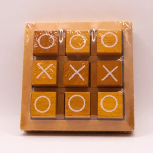 Jeu de Morpion en Bois Artisanal avec Cubes de Jeu Bicolores