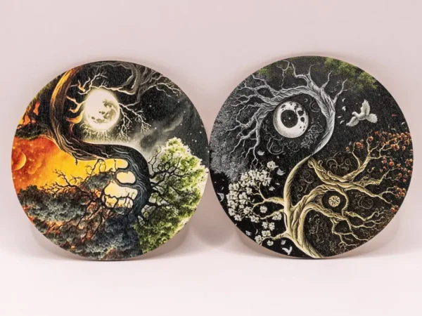 Lot de 6 Dessous de Verre Bois Style Asiatique Multicolores