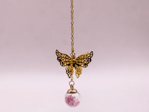 Marque-page Plume Dorée avec Papillon et Boule décorative