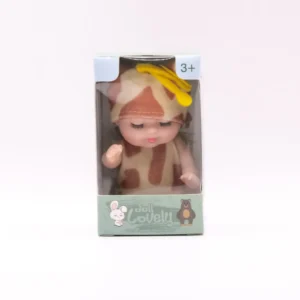 Mini Poupée Bébé en Pyjama Beige et Marron - Idéale pour les Enfants Dès 3 Ans