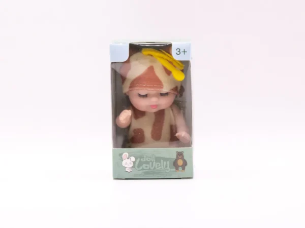 Mini Poupée Bébé en Pyjama Beige et Marron - Idéale pour les Enfants Dès 3 Ans