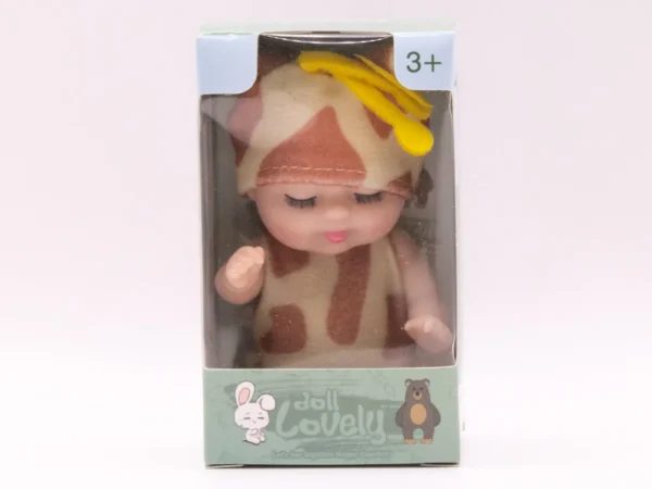 Mini Poupée Bébé en Pyjama Beige et Marron - Idéale pour les Enfants Dès 3 Ans