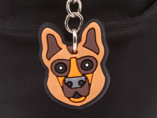 Porte-clés Berger Allemand Marron et Orange en Plastique