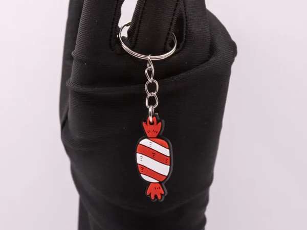 Porte-clés Bonbon Rouge et Blanc - Accessoire Gourmand et Tendance