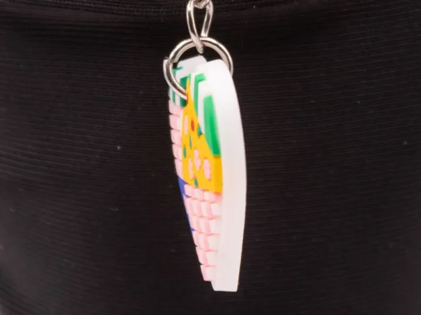 Porte-clés Cœur Multicolore à Motifs Floraux et Géométriques