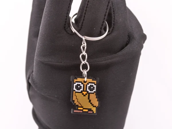 Porte-clés Chouette Pixel Art - Accessoire Rétro Gaming Marron