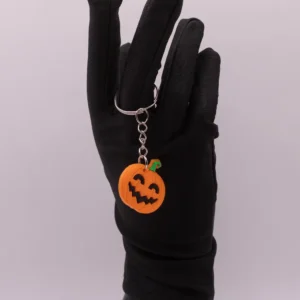 Porte-clés Citrouille d'Halloween - Accessoire festif orange et noir