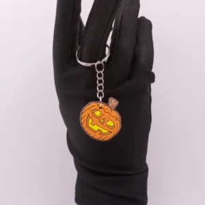 Porte-clés Citrouille Halloween - Décoration Festive en Plastique Orange