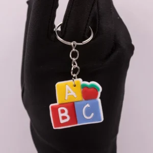 Porte-clés Cube ABC Multicolore avec Pomme - Jouet Educatif en Plastique