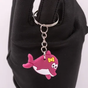 Porte-clés Dauphin Bordeaux avec Nœud Jaune - Accessoire Marin Charmant