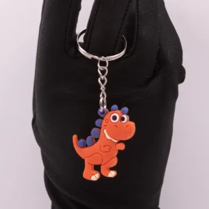 Porte-clés Dinosaure Orange et Violet - Accessoire Préhistorique Fun