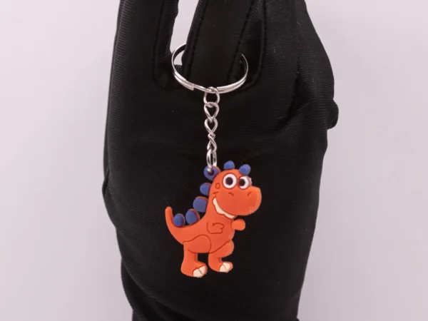 Porte-clés Dinosaure Orange et Violet - Accessoire Préhistorique Fun