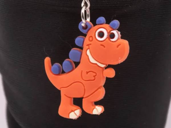 Porte-clés Dinosaure Orange et Violet - Accessoire Préhistorique Fun