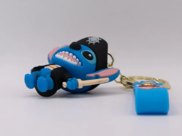 Porte-clés Disney Stitch Bleu en Silicone - Accessoire Adorable et Résistant