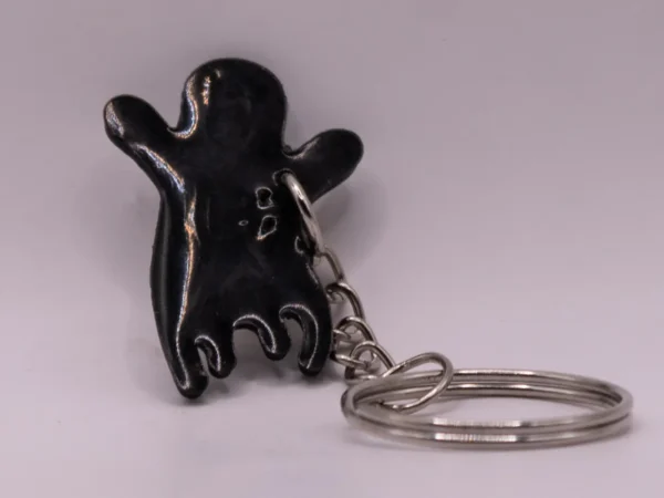 Porte-clés Fantôme Halloween - Joli Spectre Blanc avec Nœud Orange