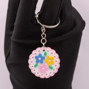 Porte-clés Fleurs Multicolores Style Drapon en Plastique