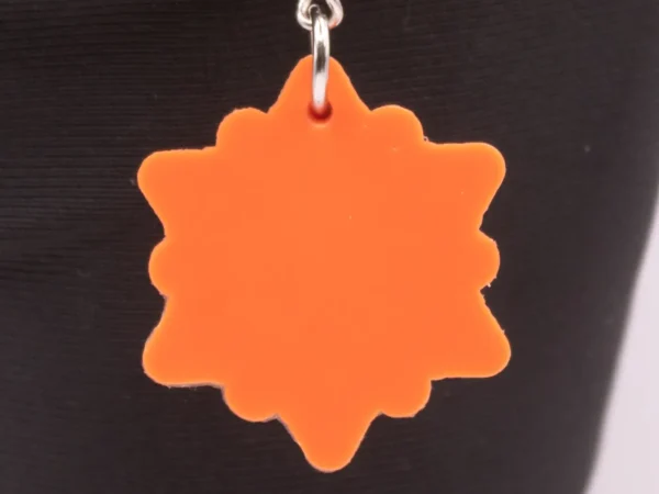 Porte-clés Flocon Orange et Blanc en Plastique Résistant