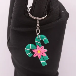 Porte-clés Gourmandises : Deux Sucres d'Orge et Fleur Rose