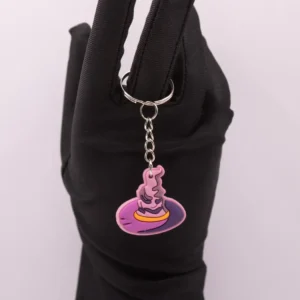 Porte-clés Halloween Visage Violet en Plastique - Accessoire Festif