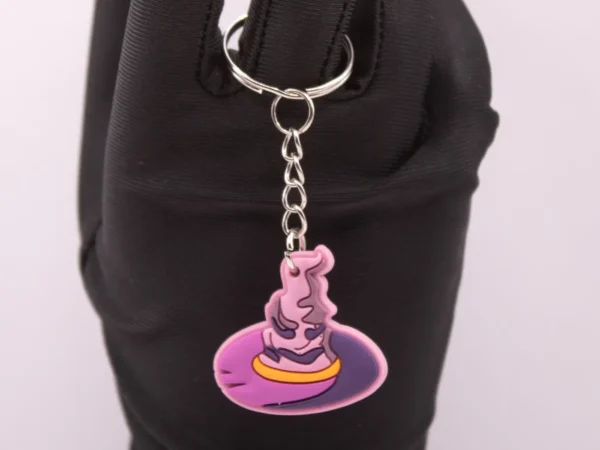Porte-clés Halloween Visage Violet en Plastique - Accessoire Festif