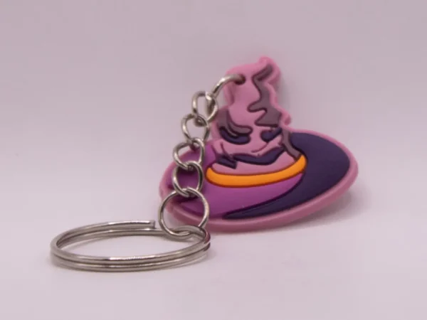 Porte-clés Halloween Visage Violet en Plastique - Accessoire Festif