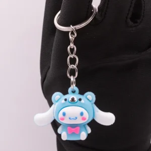 Porte-clés Hello Kitty Lapin Bleu avec Nœud Rose