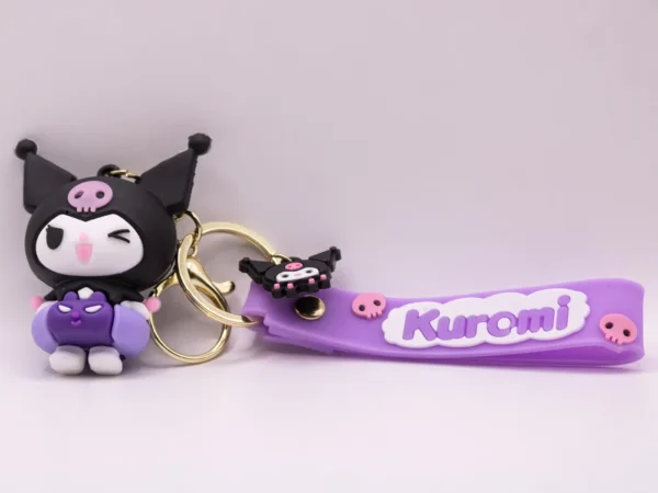 Porte-clés Kuromi avec bouée violette - Accessoire kawaii en plastique