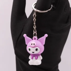 Porte-clés Kuromi Blanc et Violet en Plastique - Accessoire Kawaii