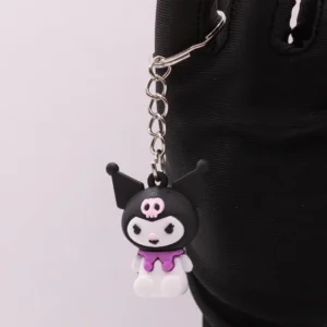 Porte-clés Kuromi Noir et Violet - Accessoire Hello Kitty en Plastique