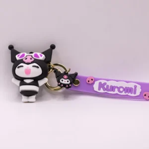 Porte-clés Kuromi violet à lunettes : Accessoire kawaii et stylé