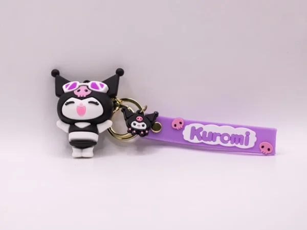Porte-clés Kuromi violet à lunettes : Accessoire kawaii et stylé