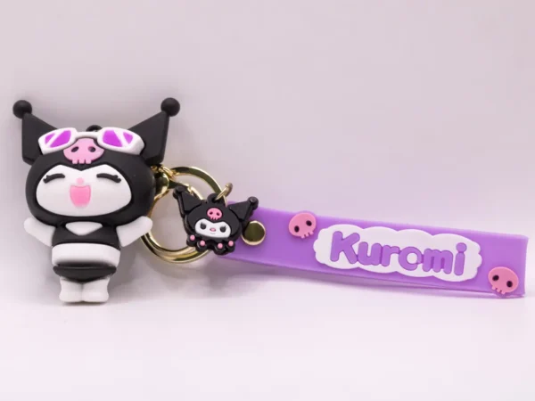Porte-clés Kuromi violet à lunettes : Accessoire kawaii et stylé