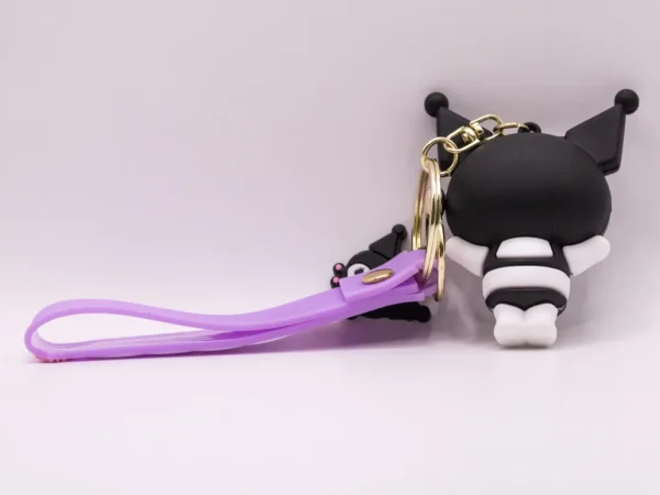 Porte-clés Kuromi violet à lunettes : Accessoire kawaii et stylé