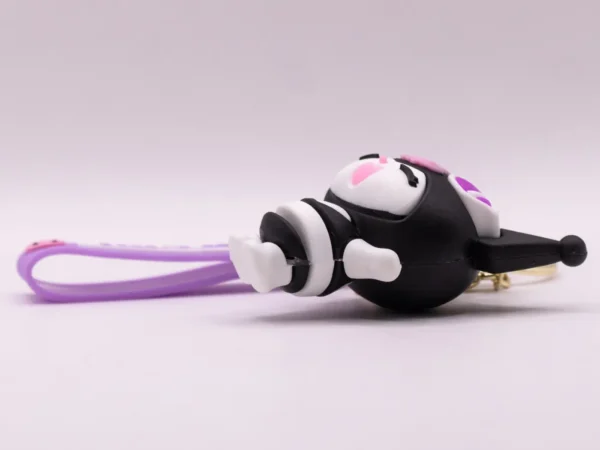 Porte-clés Kuromi violet à lunettes : Accessoire kawaii et stylé
