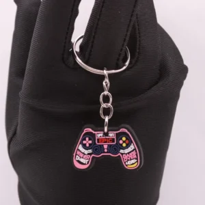 Porte-clés Manette Noir et Rose à Écritures, Accessoire Gamer Tendance