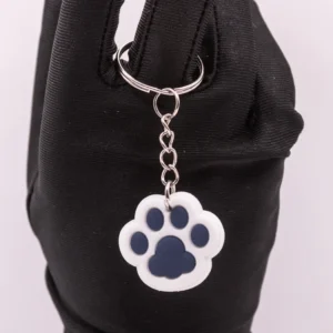 Porte-clés Patte de Chat Bleu en Plastique - Accessoire Félin Adorable