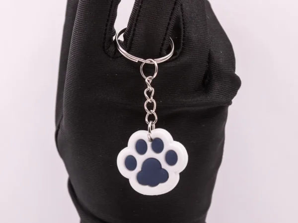 Porte-clés Patte de Chat Bleu en Plastique - Accessoire Félin Adorable