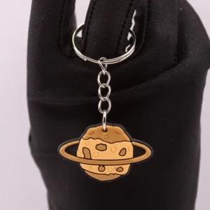 Porte-clés Planète Saturne Marron et Beige en Plastique