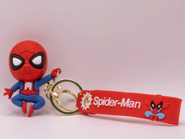 Porte-clés Spider-Man en plastique rouge, posture saut dynamique