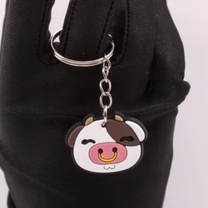 Porte-clés Tête de Vache Multicolore en Plastique - Accessoire Original