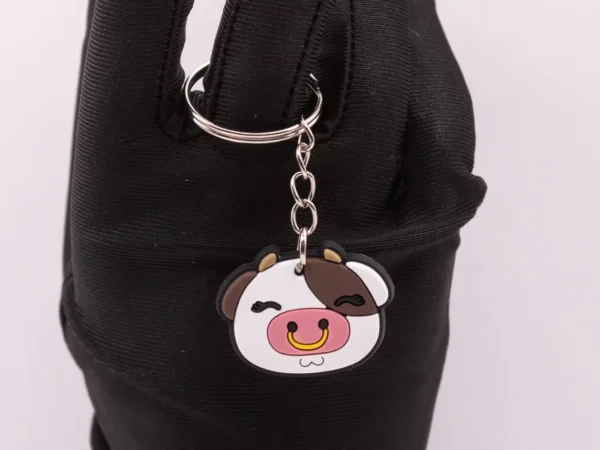 Porte-clés Tête de Vache Multicolore en Plastique - Accessoire Original