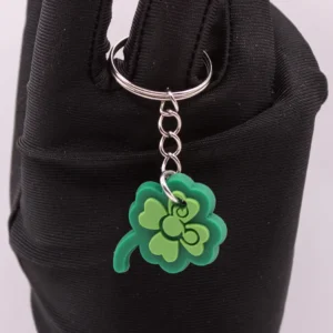 Porte-clés Trèfle à Quatre Feuilles Vert en Plastique - Symbole de Chance