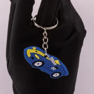 Porte-clés Voiture de Course Bleu et Jaune - Accessoire Sportif