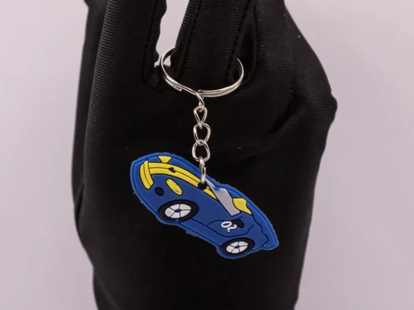 Porte-clés Voiture de Course Bleu et Jaune - Accessoire Sportif