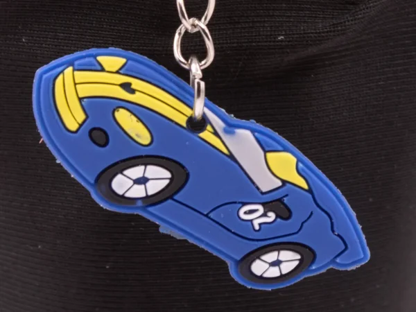 Porte-clés Voiture de Course Bleu et Jaune - Accessoire Sportif