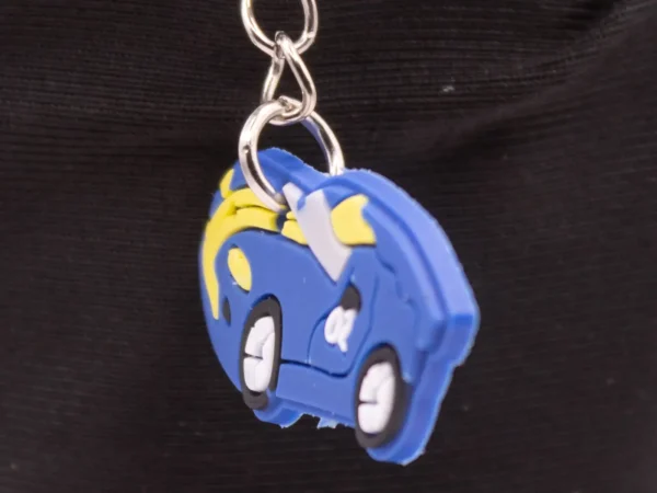 Porte-clés Voiture de Course Bleu et Jaune - Accessoire Sportif
