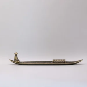 Porte-encens barque de pêcheur en métal bronze, style vintage pour une ambiance zen