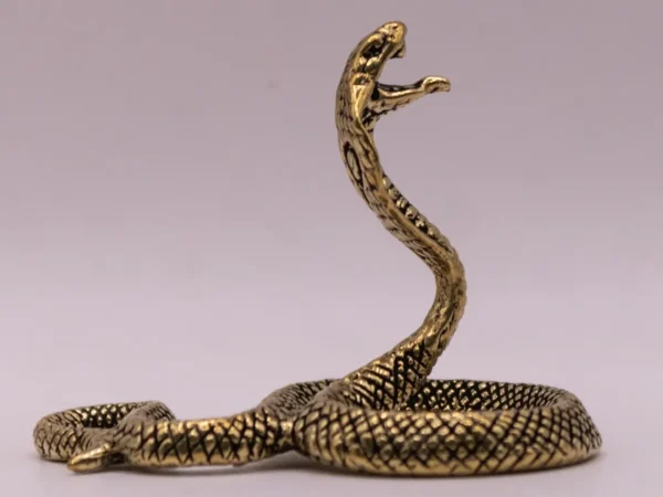 Serpent Cobra en Laiton Doré - Figurine Décorative