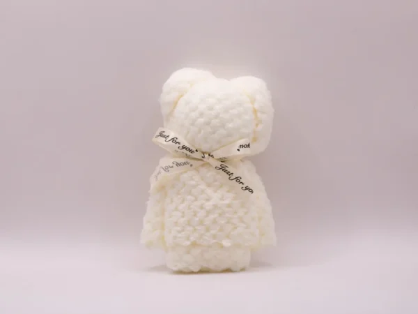 Serviette Ours Blanc en Microfibre Douce et Absorbante (30x30cm)